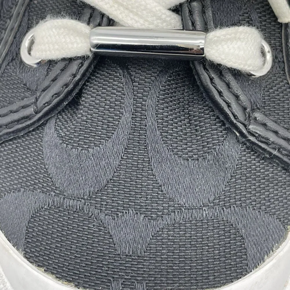 Coach New York Francesca C Monogram Lace Up Sneakers Women’s 8.5B Black/Silver